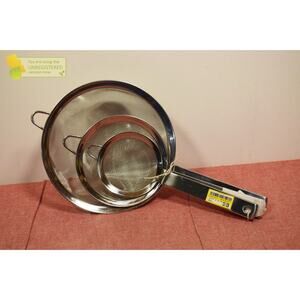 Figmint Stainless Steel Mesh Strainer Set Silver 3pc (3", 5", and 8")